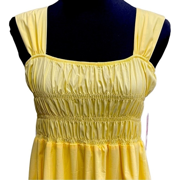 Nanette Lepore Yellow Smocked Midi Dress NWT | Sleeveless Tiered | Size 10 - Picture 3 of 12